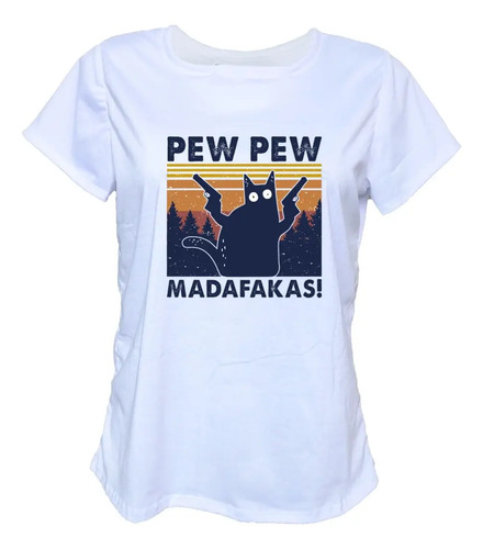 Blusa Playera Gato Pew Pew Mujer Extra