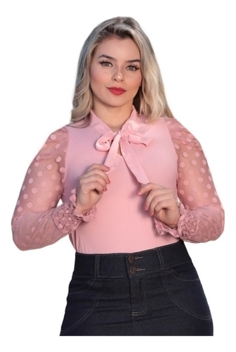 Camisa Feminina Evangélica Crepe Social Barata Moda Rbl 243