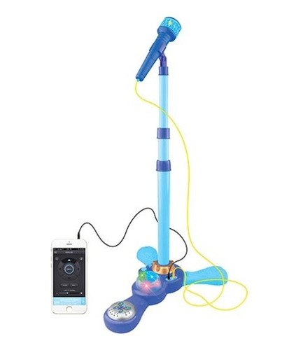 Microfono Pedestal Juguete Mp3 Con Luces Infantil Azul Niños