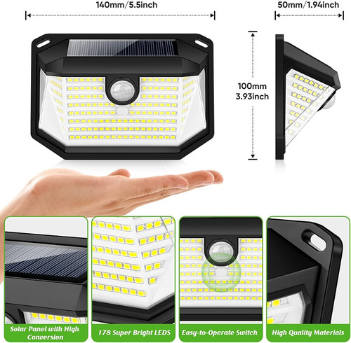 Luces Solares 135 Led Lampara Exteriores Ilumina X 2 Unid