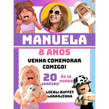 Convite Aniversário Festa - Roblox Menina Feminino