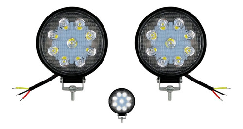 Faros Redondos De 9 Led Luz Fija (2 Pzas.)