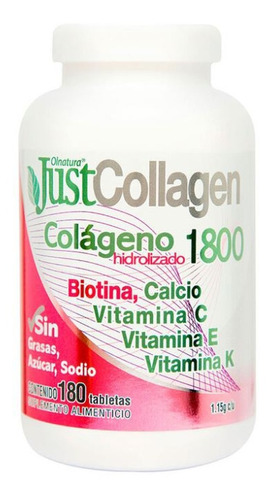 Justcollagen Colageno Hidrolizado 1800 180 Tabletas C E K Sabor Justcollagen