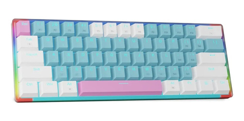 Teclado Mecânico 60% Z-11t  E-yooso Switch Red - Branco/azul