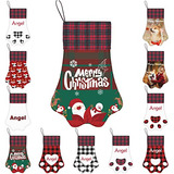 Calcetín De Navidad Personalizado Perros Y Gatos Forma...