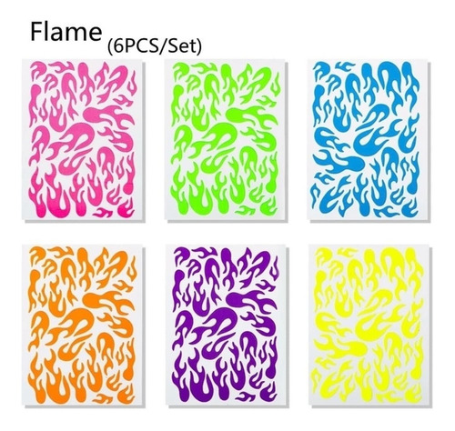 12 Sticker Fluorescentes De Llamas Y Mariposas