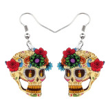 Aretes Pendientes Para Mujer Forma Cráneo Catrina Halloween