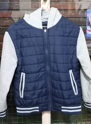 Campera Niño Abrigo Azul/ Gris Tipo Universitaria Casi Nueva