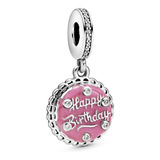 Dije Charm Pandora Feliz Cumpleaños Torta Plata Original