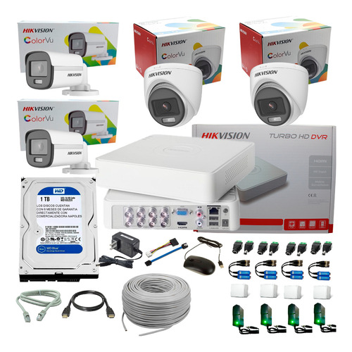 Kit Hikvision Turbo Hd Dvr 2mp Dvr 8 Ch+ 4cámaras Color Vu