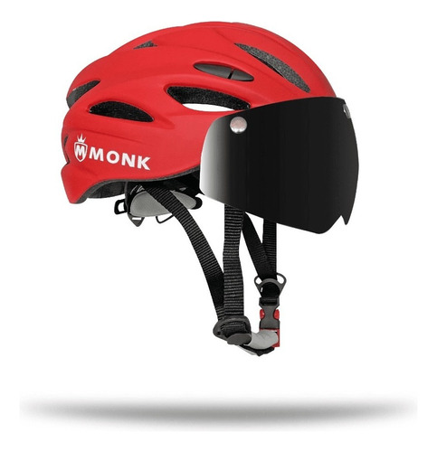 Casco Para Bicicleta Ciclismo Mtb Monk Led Color Rojo Talla 50-61 Cm