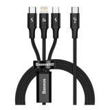 Cable 3 En 1 Usb-c A iPhone Usb-c Carga Rapida Pd 20w 1.5 Mt