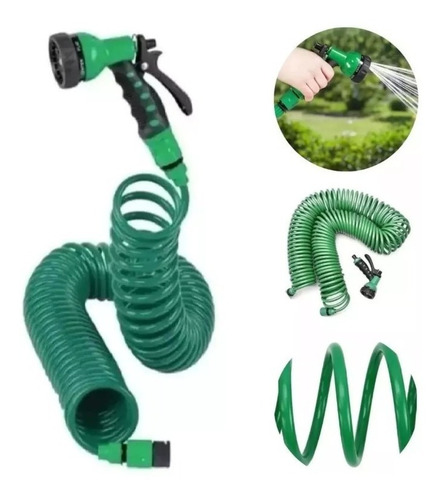 Manguera 30 Mts Espiral Expandible Casa Jardin Color Verde