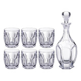 Set Whisky Botellon + 6 Vasos Cristal Bohemia Safary 7 Pzas
