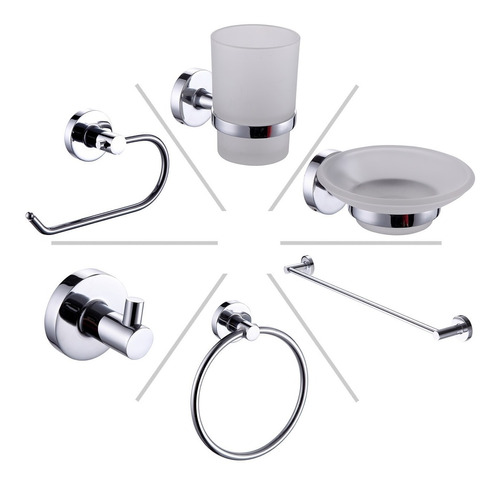 Set Accesorios 6 Piezas Metalicas Peirano Baño Linea 12000 