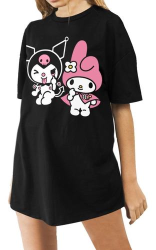 Remeron Kuromi Mujer Goth Pastel Dark Anime Kawaii Remera