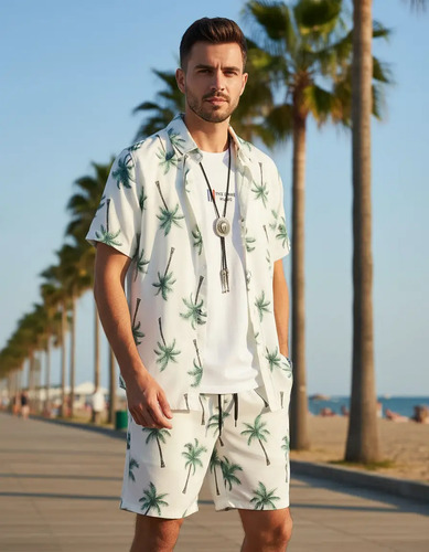Hawaiana Conjunto Camisa Mangas Cortas Y Short Hombre