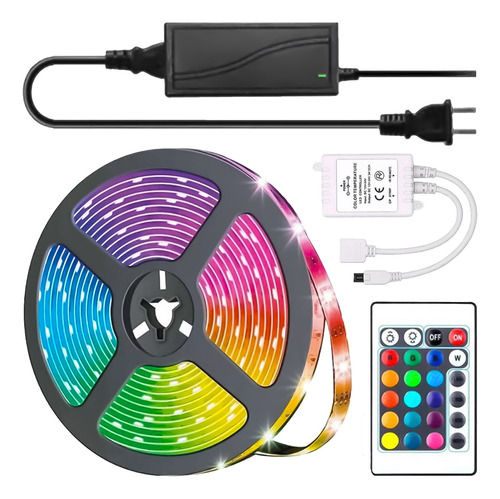 Cintas Led Colores 5050 Control Rgb 5m Versión Adhesiva D