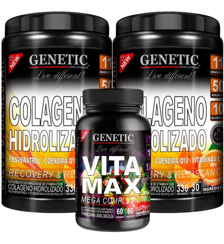 Colágeno Hidrolizado Flex Resveratrol Q10 Vita C Max Genetic