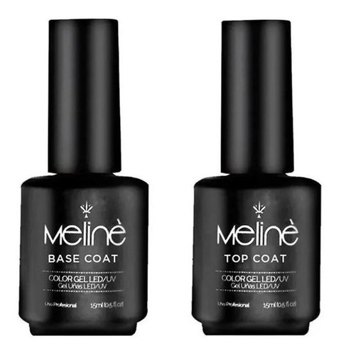 Kit X2 Meline Base + Top Coat Esmalte Semipermanente Gel 15m