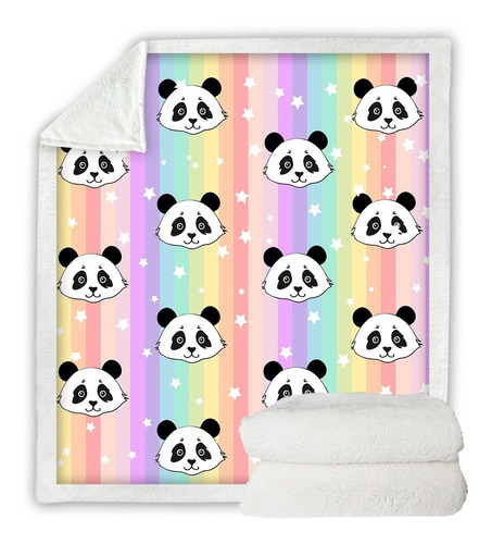 Bedding Blanket Velvet With Fleece Rainbow Panda Individual 
