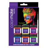 Maquiagem Artística Colormake Cartela Neon 6 Cores + Pincel