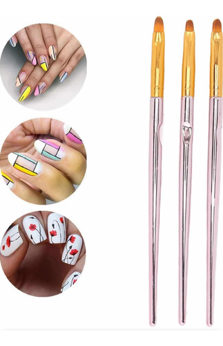 Pincel Plano Para Uñas Nail Art Diseño Uñas Gel O Acrílicas
