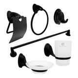 Juego De Accesorios Para Baño Negro Zinc 6 Piezas