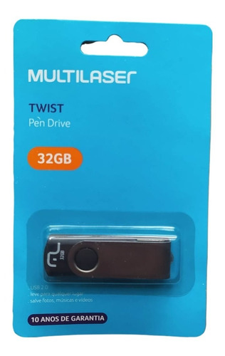 Pendrive Multilaser Twist Pd589 32gb 2.0 Preto/prateado