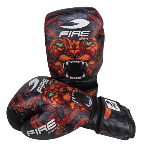 Guantes De Box Fire Sports® Piel Boxing 12oz 14oz Rojo