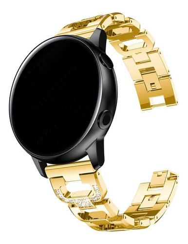 Pulseira 20mm Metal Luxury Para Samsung Galaxy Watch 3 41mm Cor Dourado