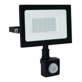 Reflector 30w Luz Fria Negro Con Sensor Halux