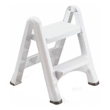 Escalera 2 Pasos Plastica Plegable Rubbermaid Blanca Color Blanco