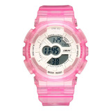 Reloj De Pulsera Diray Para Mujer Deportivo Dr216lct6 Color De La Correa Rosa Color Del Bisel Blanco Color Del Fondo Gris