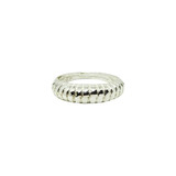 Anillo De Plata Rayado Bombe Pulido Fino Mujer Modrno R127