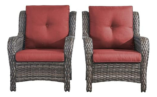 Sillas De Patio Rattan - Set 2 Piezas Con Respaldo Alto