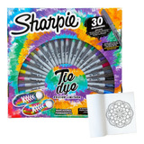 Kit Set Sharpie Tie Dye X30 Marcadores Permanente + Mandalas