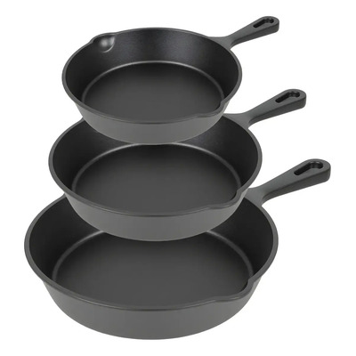 Juego 3 Sartenes Hierro Fundido Antiadherente Negro | MercadoLibre