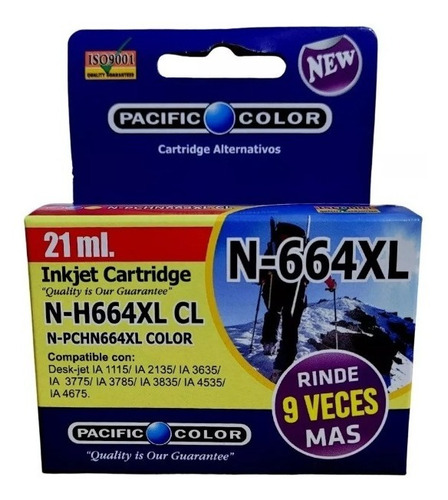 Tinta Hp 664 Xl Color 21ml Alternativa Pacific C.