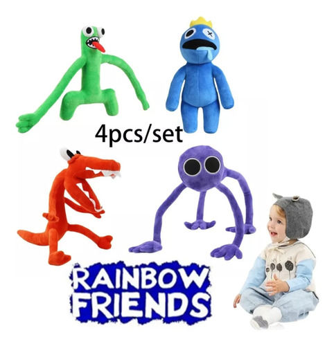 Peluche Roblox De Blue Rainbow Friends, Paquete De 4