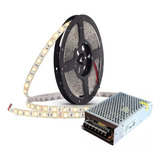 Tira Led 5050 Rollo 10 Metros Blanco Calido 12v Exterior + Fuente