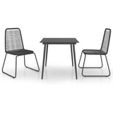 Juego De Comedor De Jardín De 3 Piezas Pvc Rattan Negro