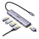 Hub Ugreen 5 Em 1 Usb-c Hdmi 4k 60hz Cor Cinza