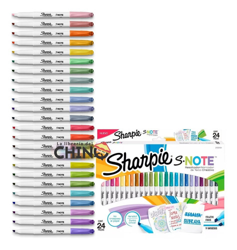 Marcadores De Texto Sharpie Note Biselado Al Agua X24