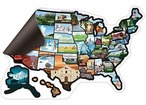 Rv Estado Imán Estados Unidos -travel Camper Mapa De Rv Incl