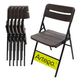 Silla Plegable Acabado Tipo Madera Plástico Hdpe Ligera Folding Chair Compacta Para Terraza Jardín Eventos Paquete De 6 Sillas