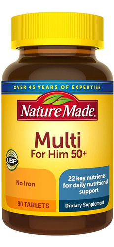 Multivitamínico 50+ Nature Made Con Vitamina D Para Hombre Sabor Sin Sabor