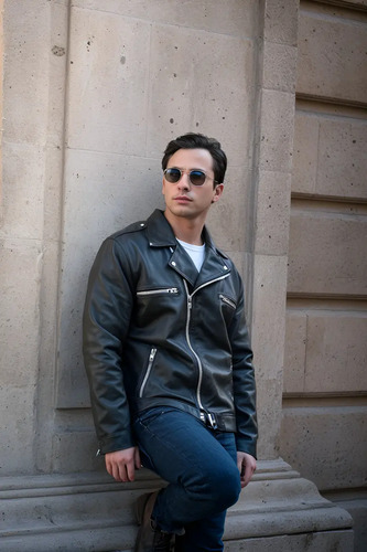 Chamarra Casual Modelo Negan Color Negro De Piel De Borrego