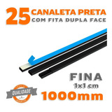 Kit 25 Canaleta Fina Guardar Fios Preto Pvc 1 Metro - Nfe