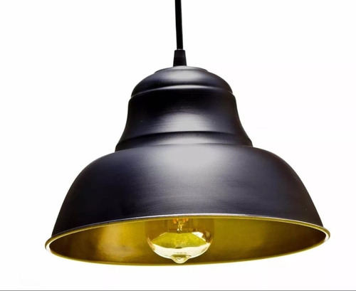 Lampara Colgante Vintage Negra Con Dorado